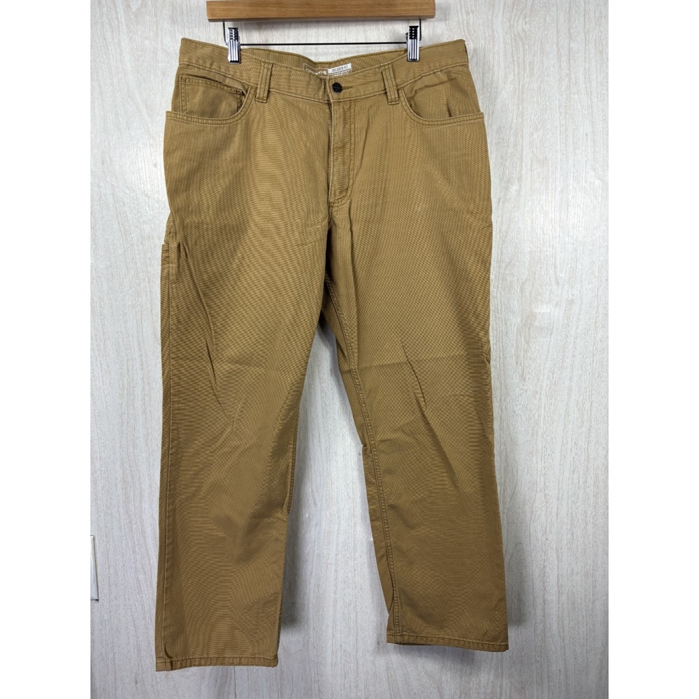 Carhartt Rugged Flex Work Pants Mens 35x28.5 Tan Relaxed Fit BN2517-M Canvas